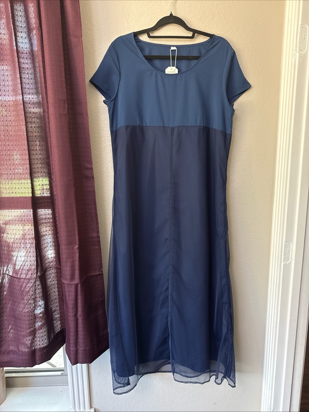 #844 Boutique Navy Blue Short Sleeve Maxi Dress Size Medium